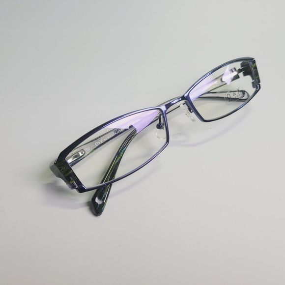 O&X NY OT-208U Titanium eyeglasses green blue stripe full frame 53-18 136 C7 - Picture 11 of 13